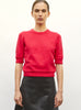 Top maille manches coudes rouge lady - Vêtement de luxe femme
