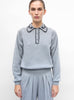 Chemise en maille brodée main gris moyen - Vêtement de luxe femme 