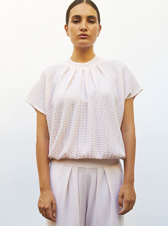 wide top in pointelle knit - Image principale