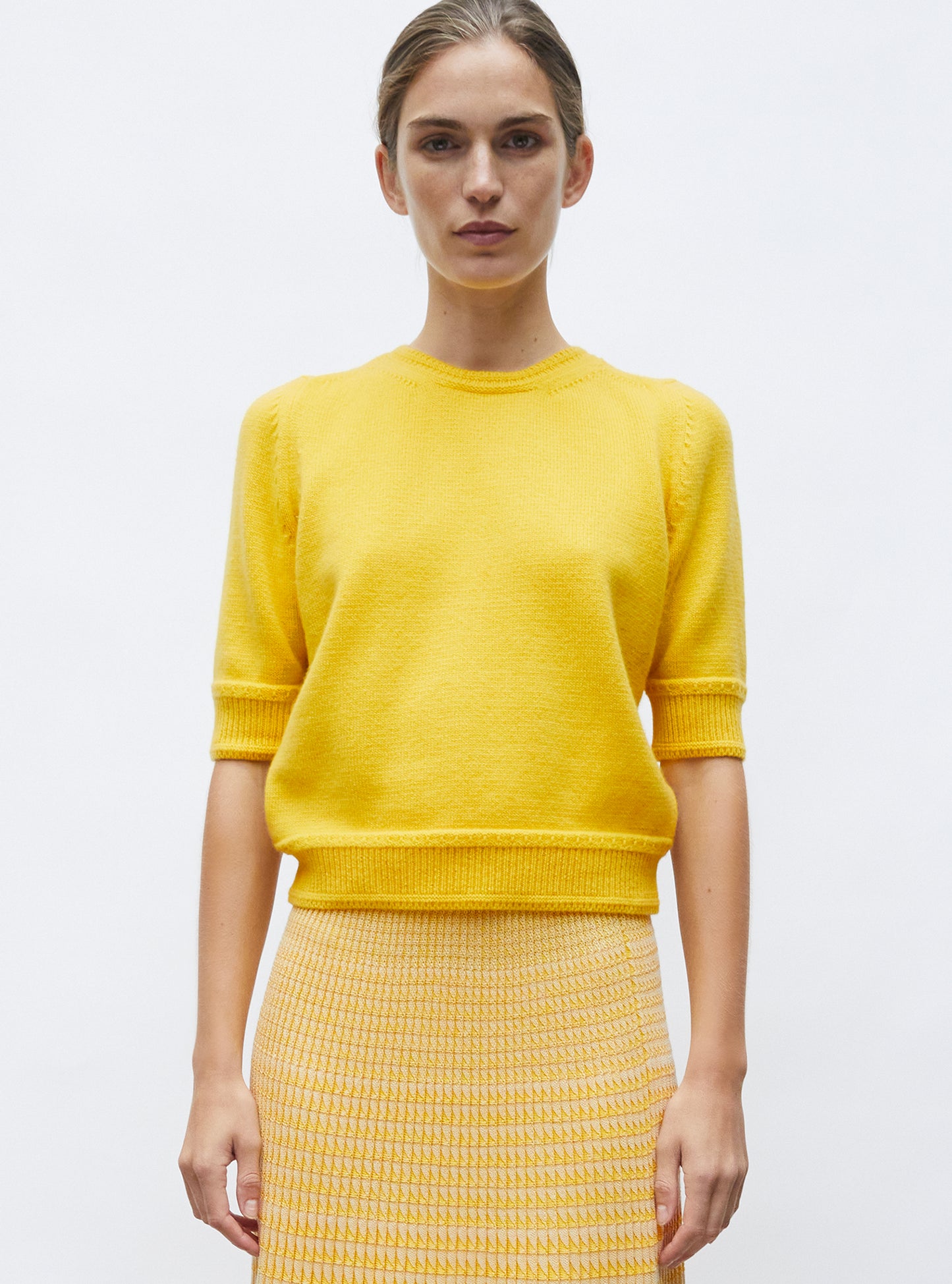 Top maille manches coudes soleil - Vêtement en maille de luxe Molli