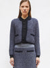 Tops de luxe femme - Veste courte maille tweedée Indigo mouliné