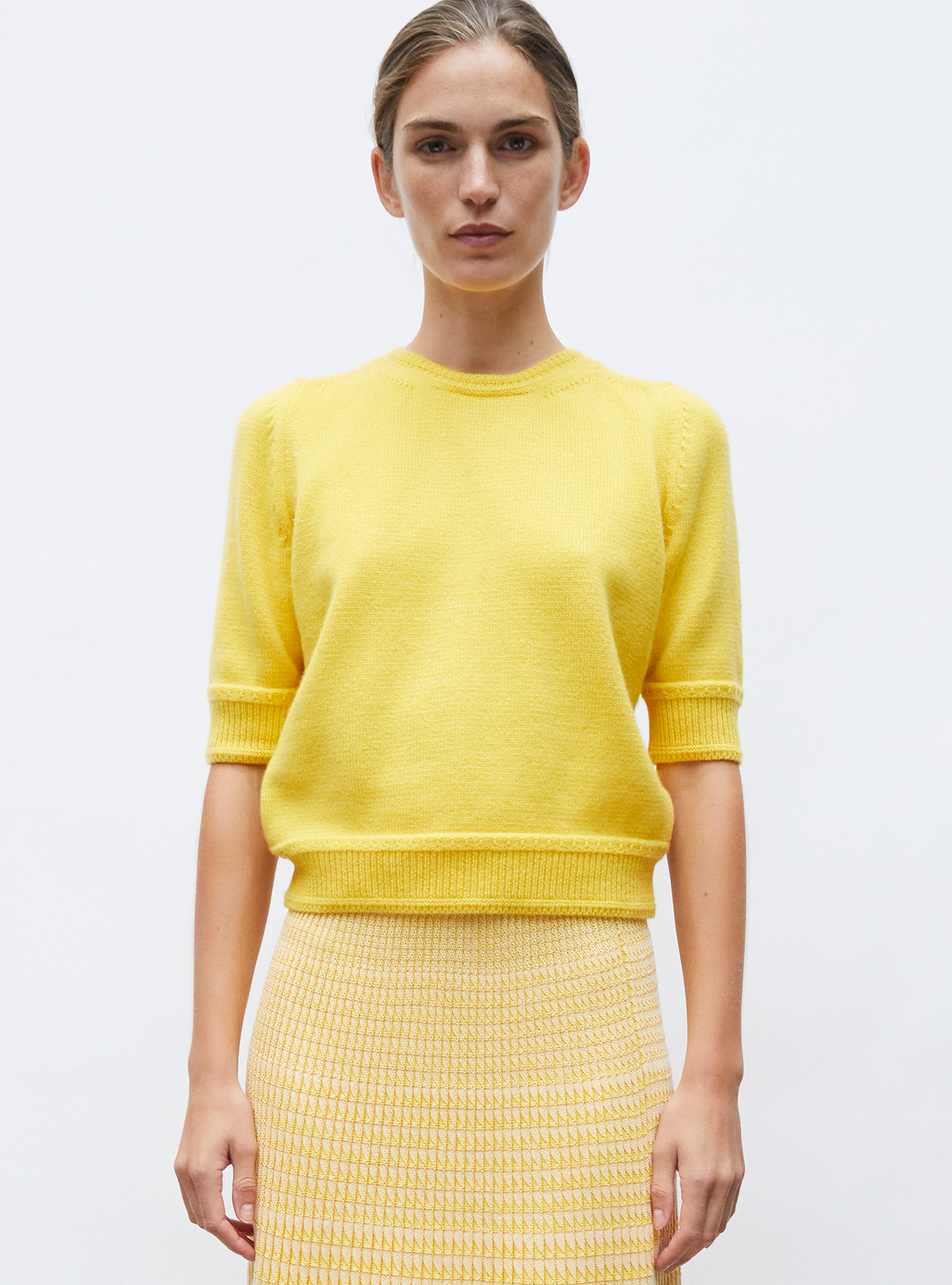 Top maille manches coudes soleil - Vêtement en maille de luxe Molli