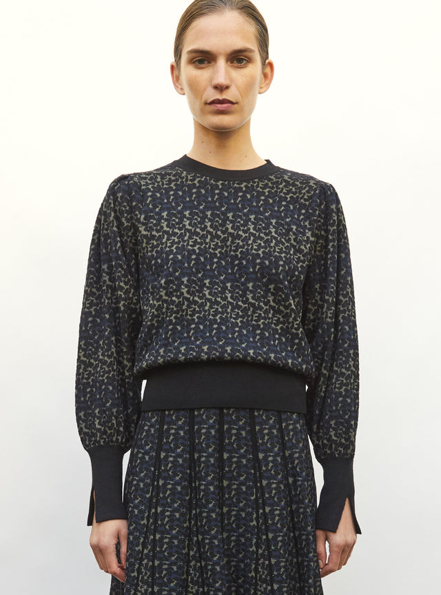 Top fin jacquard léopard - Image principale