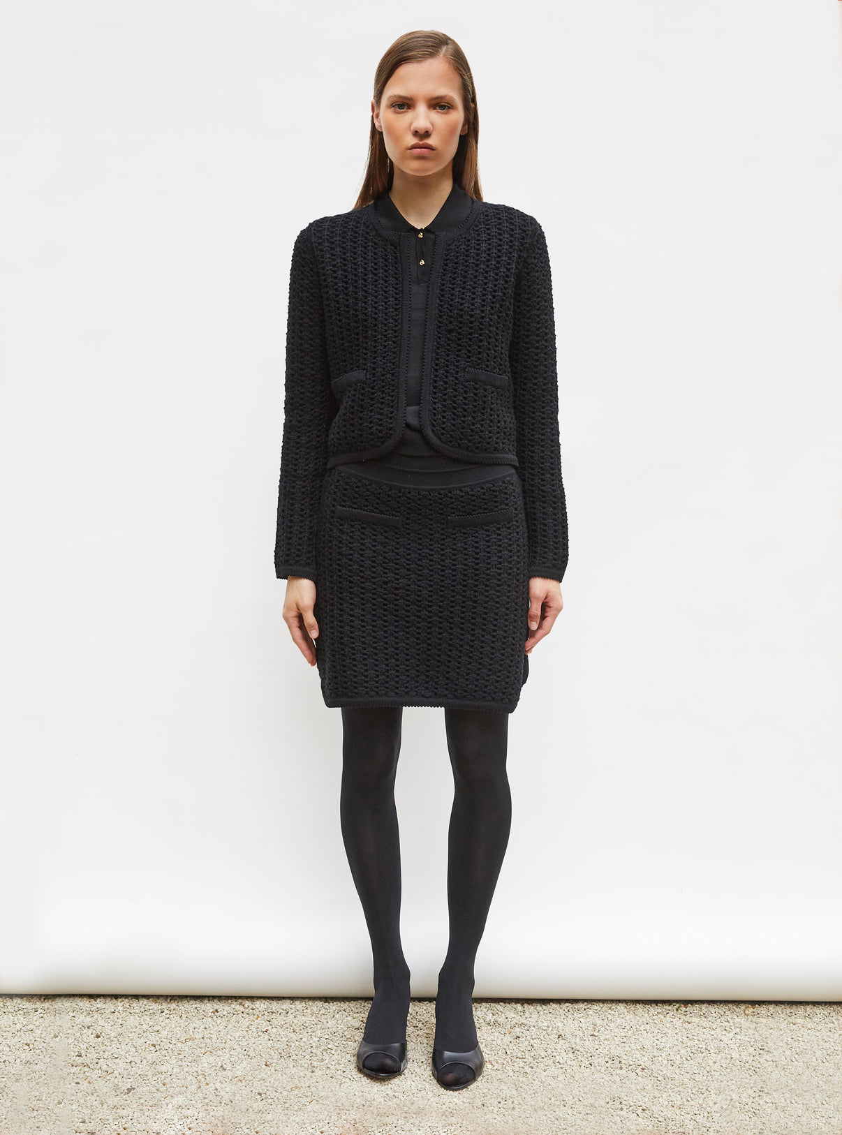 Veste courte maille tweedée Noir profond - Molli