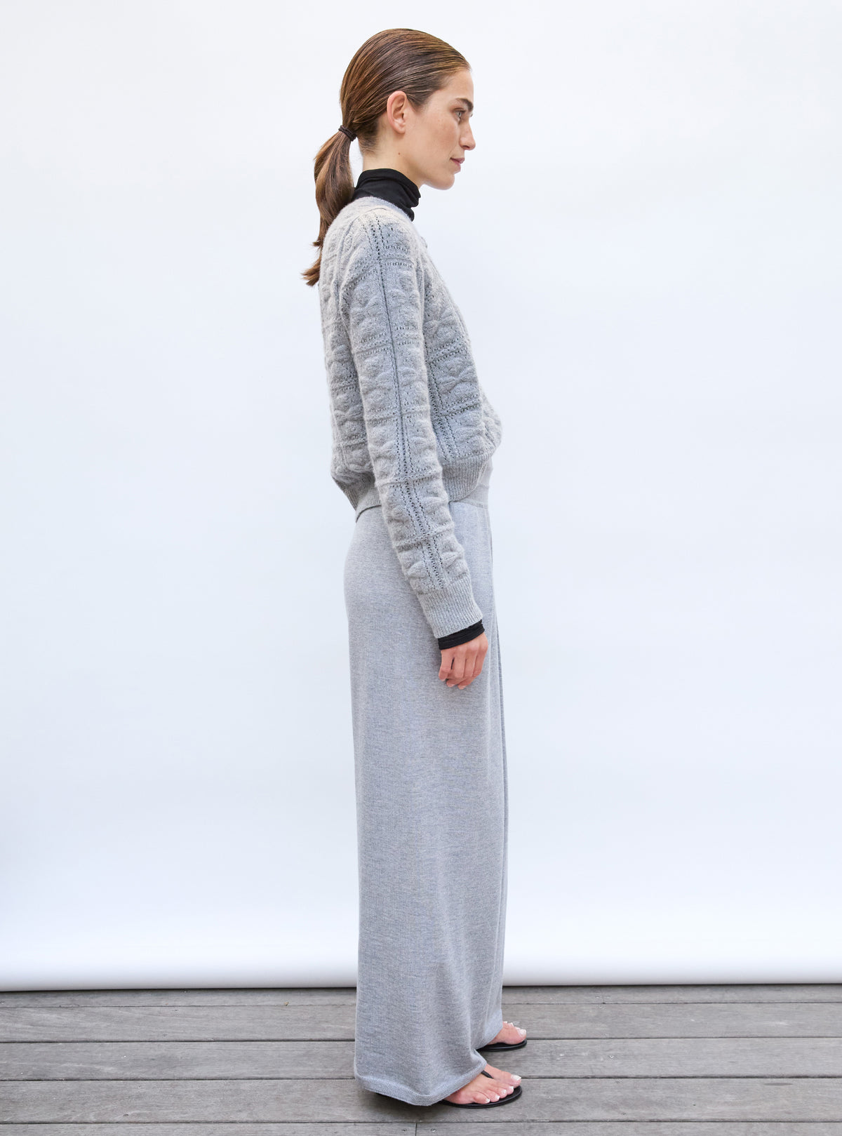 Cardigan doux maille trèfle gris moyen - Cardigan de luxe