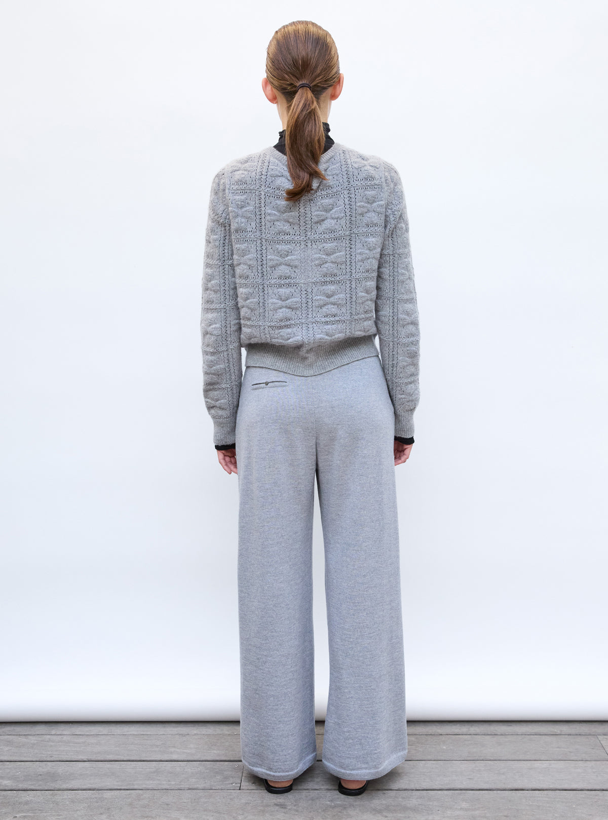 Cardigan de luxe femmes - Cardigan doux maille trèfle gris moyen