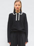 Chemise maille col croquet noir profond-naturel - Vêtement en maille de luxe Molli