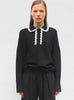 Chemise maille col croquet noir profond-naturel - Vêtement en maille de luxe Molli