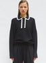Chemise maille col croquet noir profond-naturel - Vêtement en maille de luxe Molli