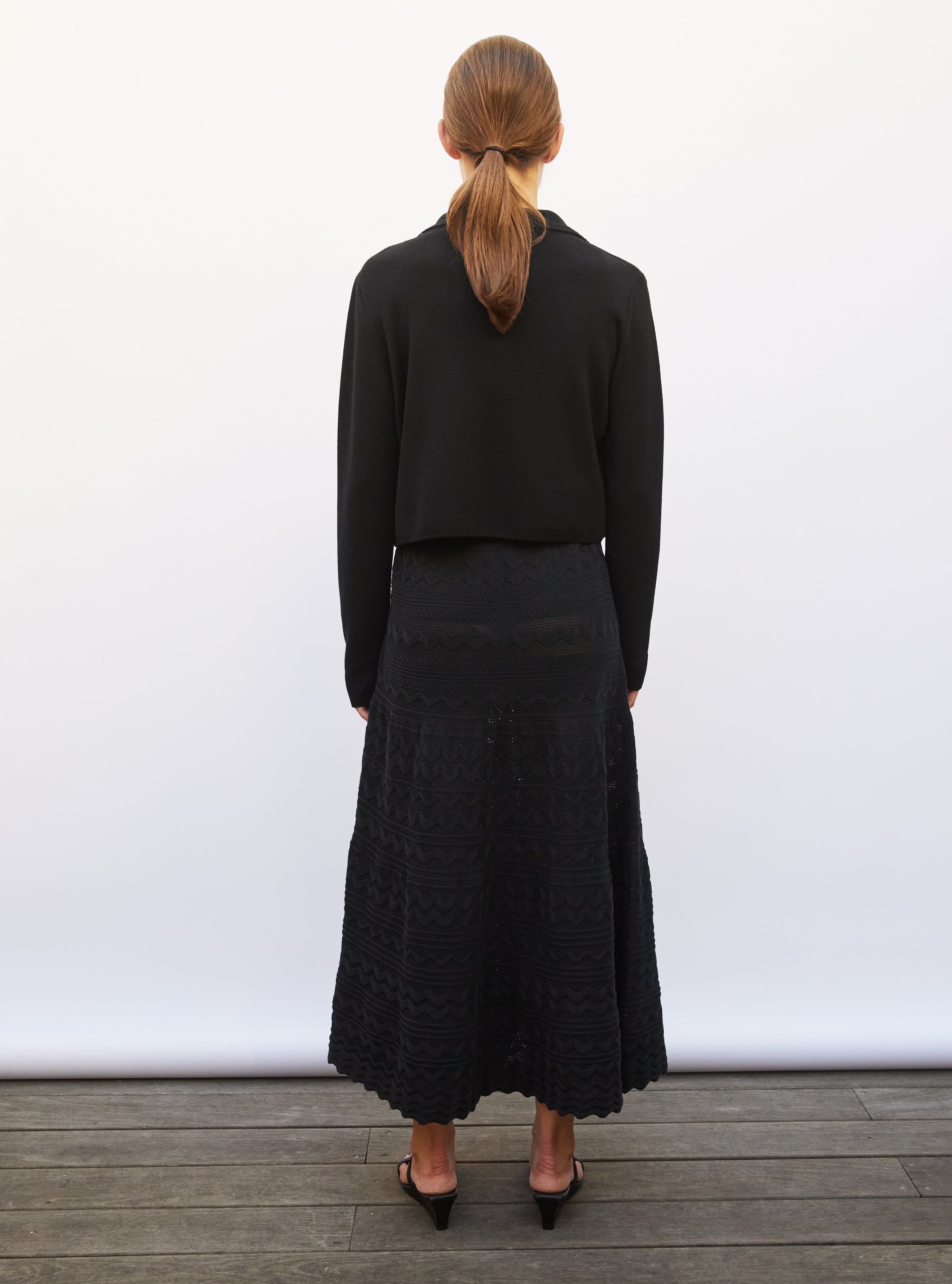 Veste courte mini croquet noir profond - Vêtement de luxe femme