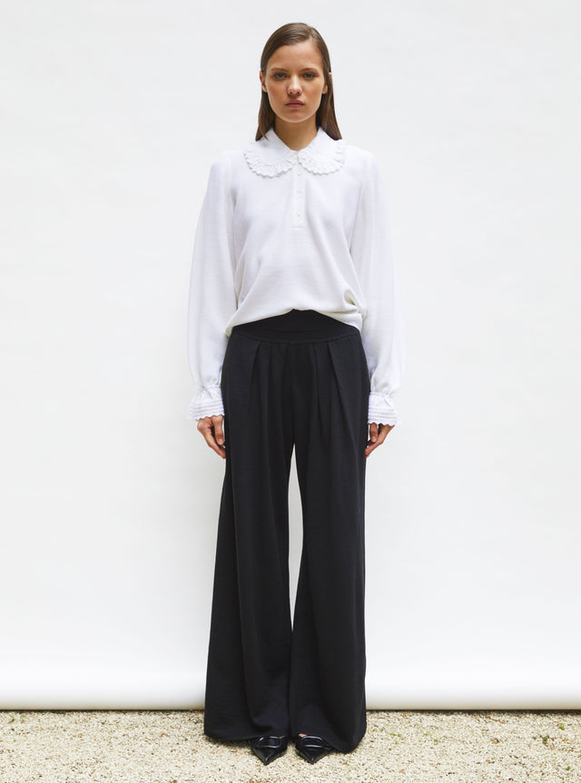blouse en maille col dentelle - Image principale