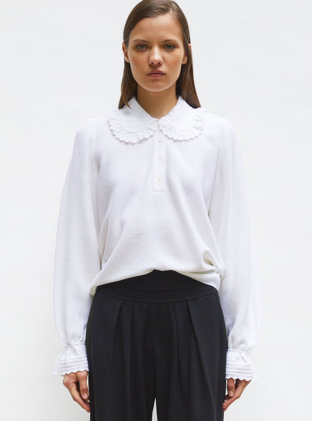 blouse en maille col dentelle - Image principale