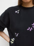 Sweat en maille de luxe Molli - Sweat loose finitions brodées noir profond-multi