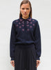 Cardigan maille brodé main Nuit - Vêtement en maille de luxe Molli