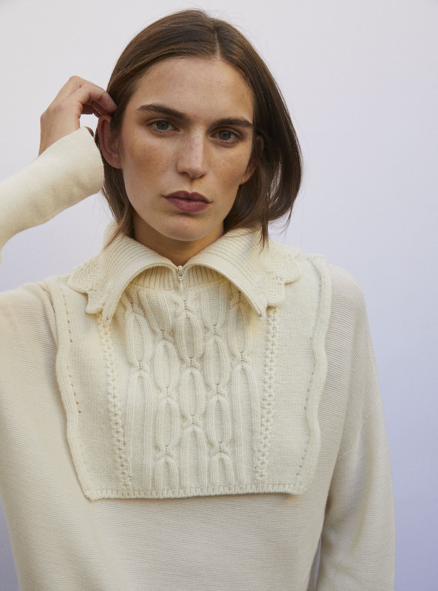 Zip-collar knit dickie