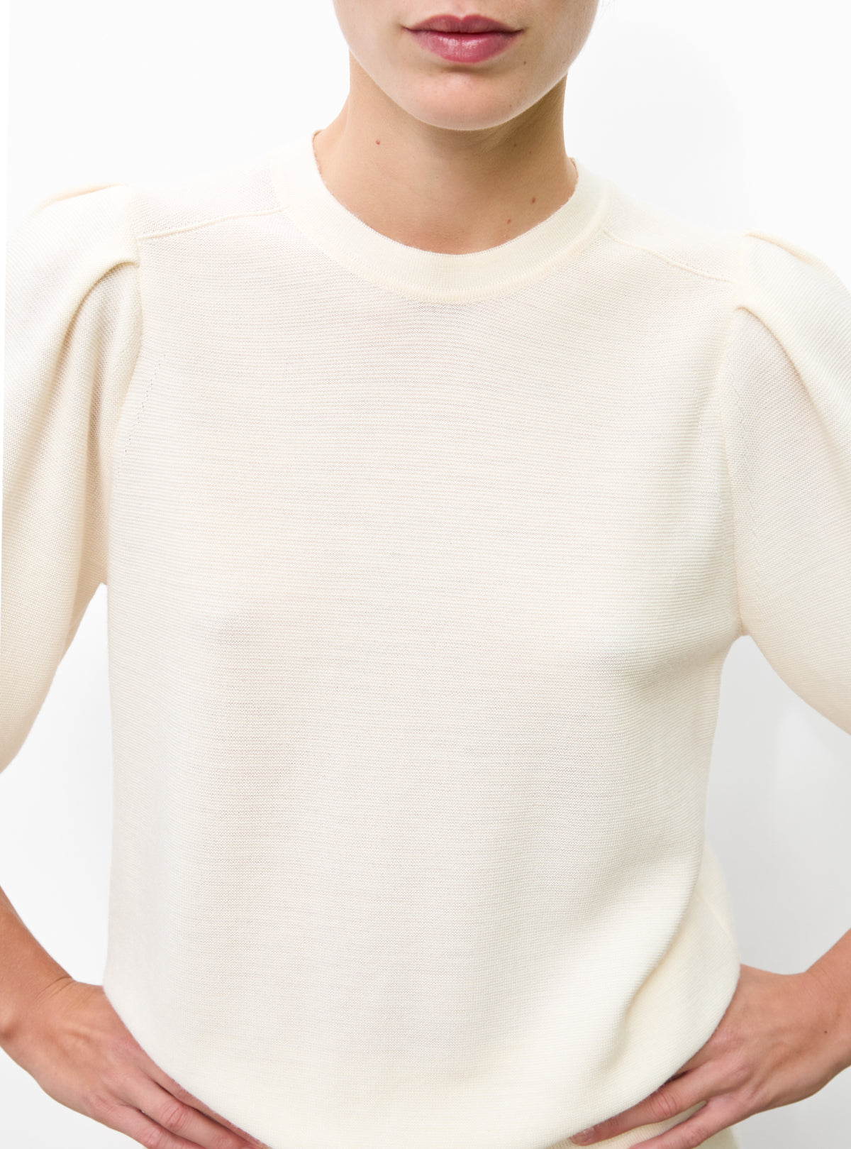 Top en maille manches froncées - Vêtement de luxe femme