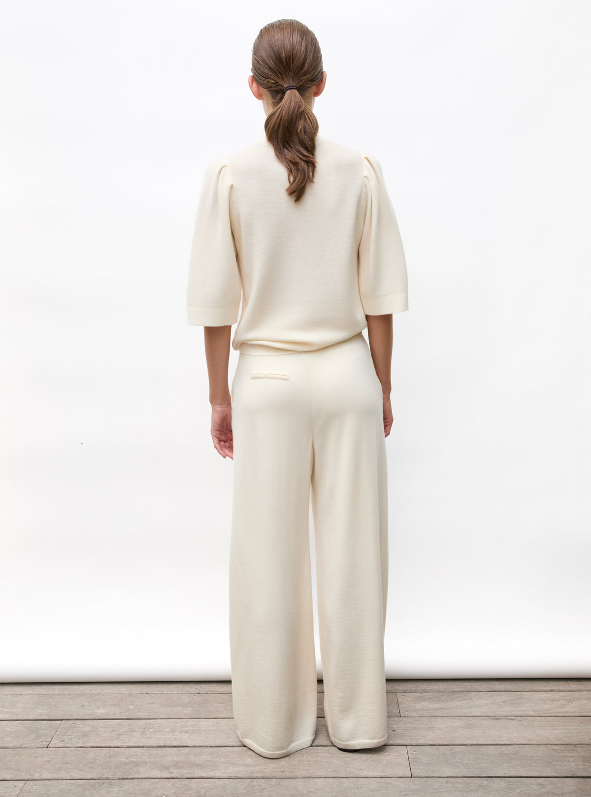 Pantalon fluide maille naturel - Vêtement de luxe femme