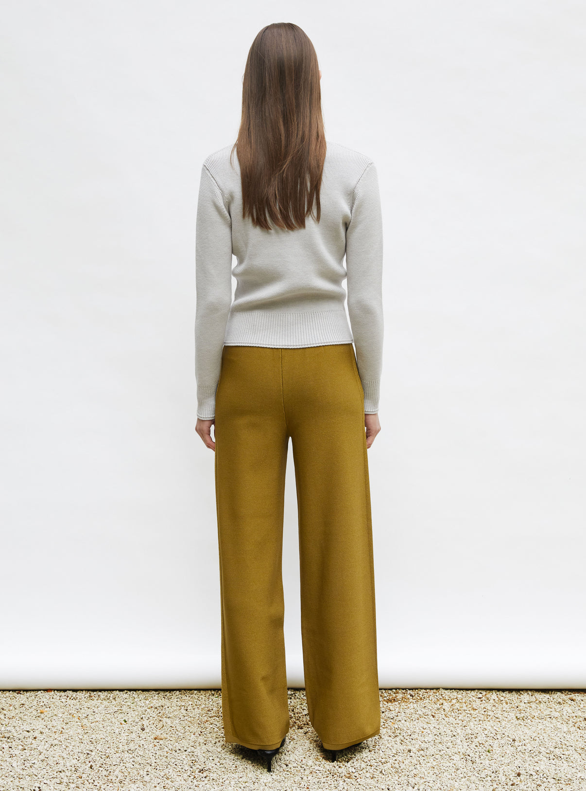 Pull col v maille pleine Soie - Vêtement de luxe femme