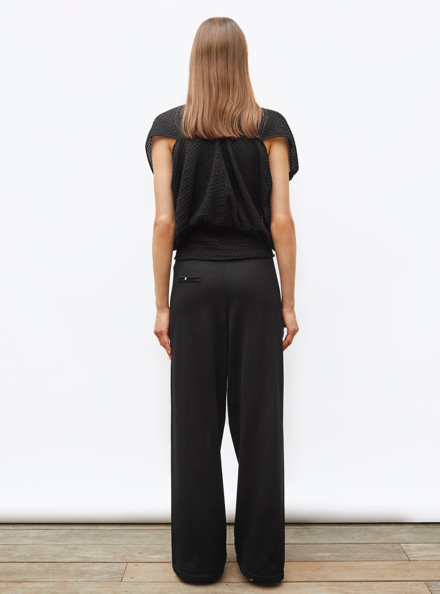 Top couture maille organza Noir Profond - Top de luxe 