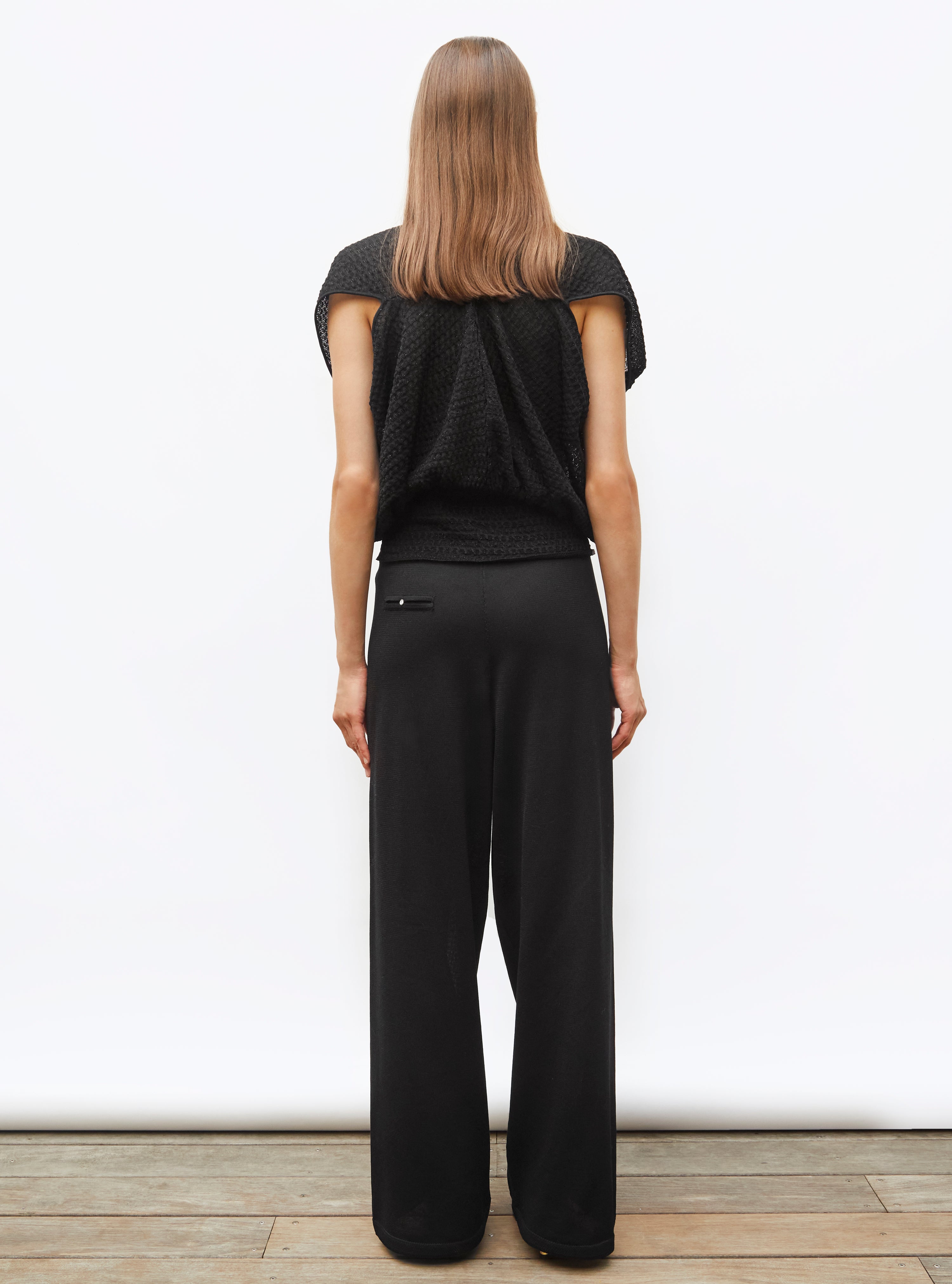 Top couture maille organza Noir Profond - Top de luxe 
