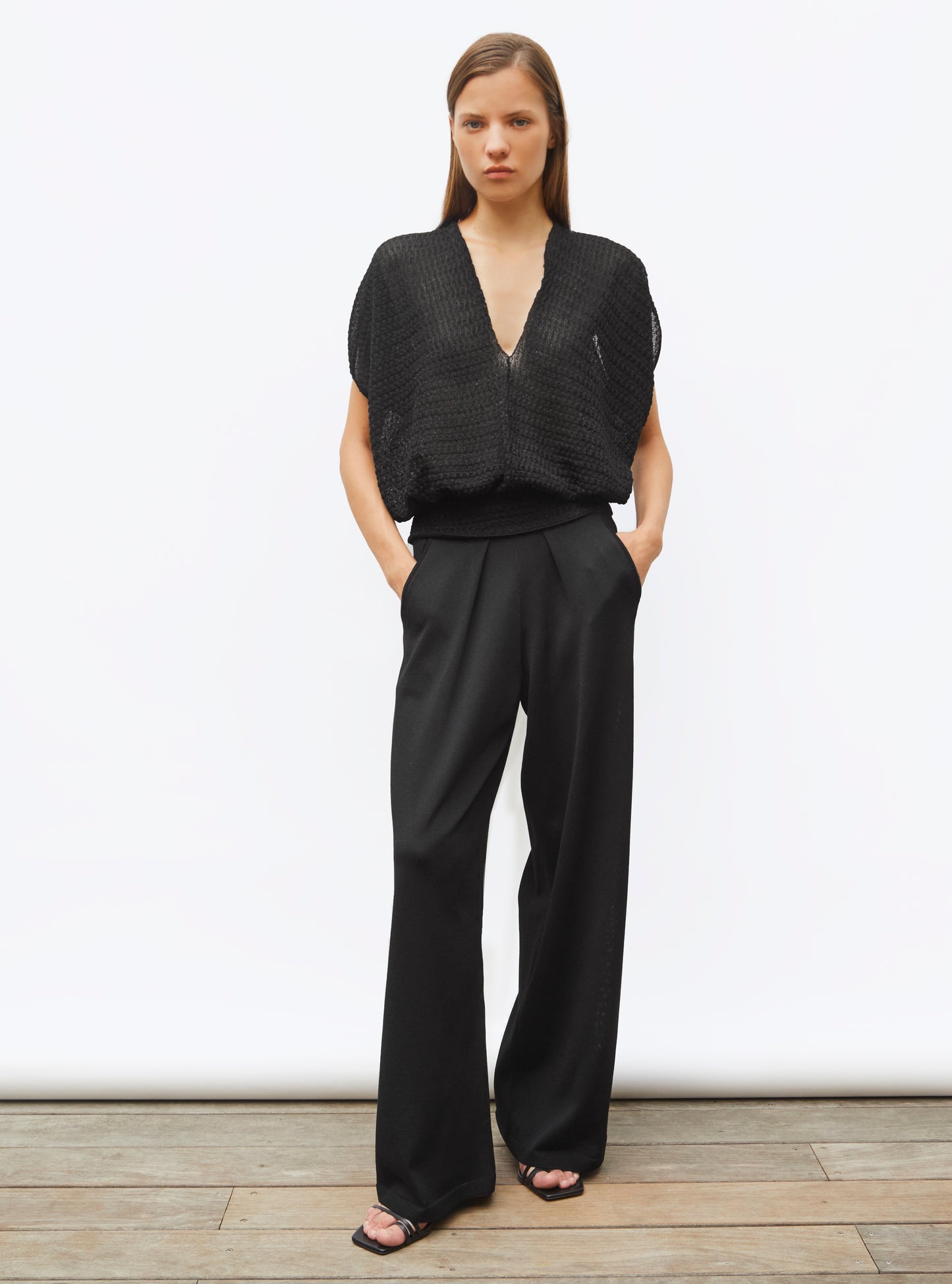 Top couture maille organza Noir Profond - Vêtement de luxe femme