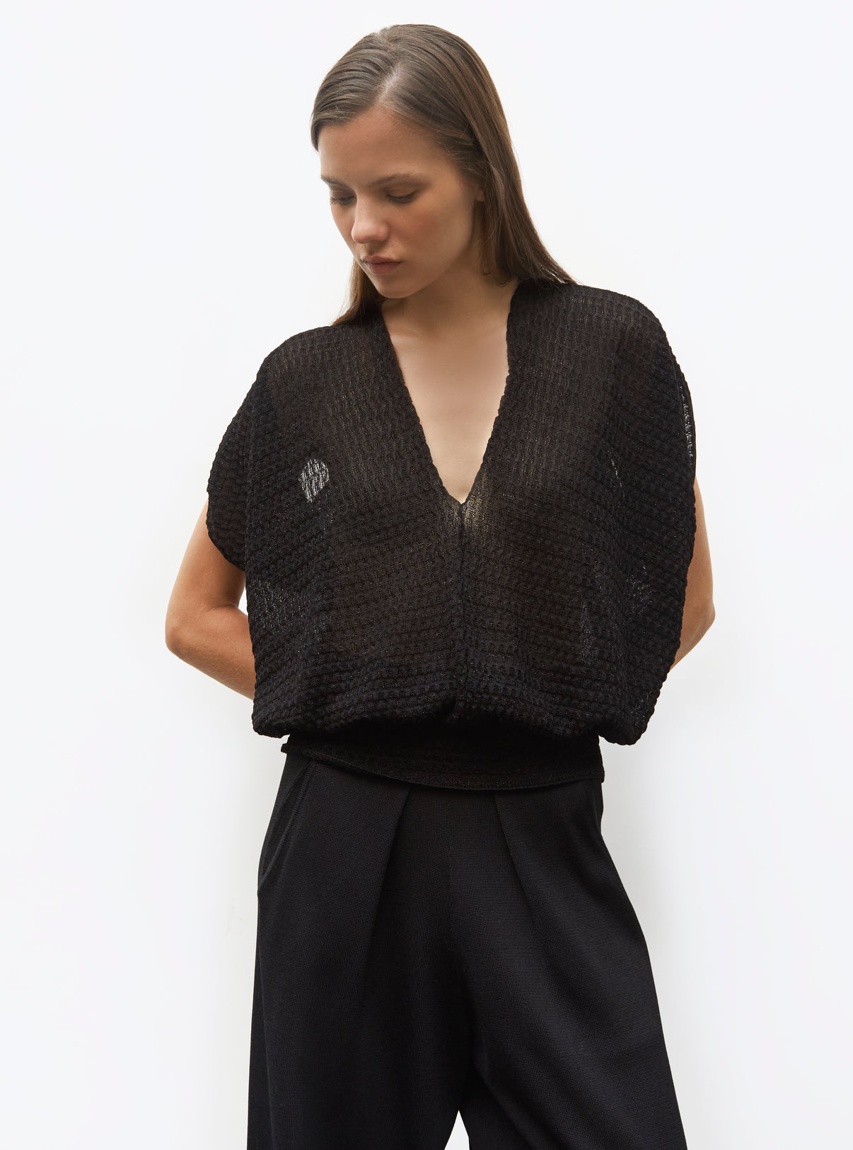 Top couture maille organza Noir Profond - Molli