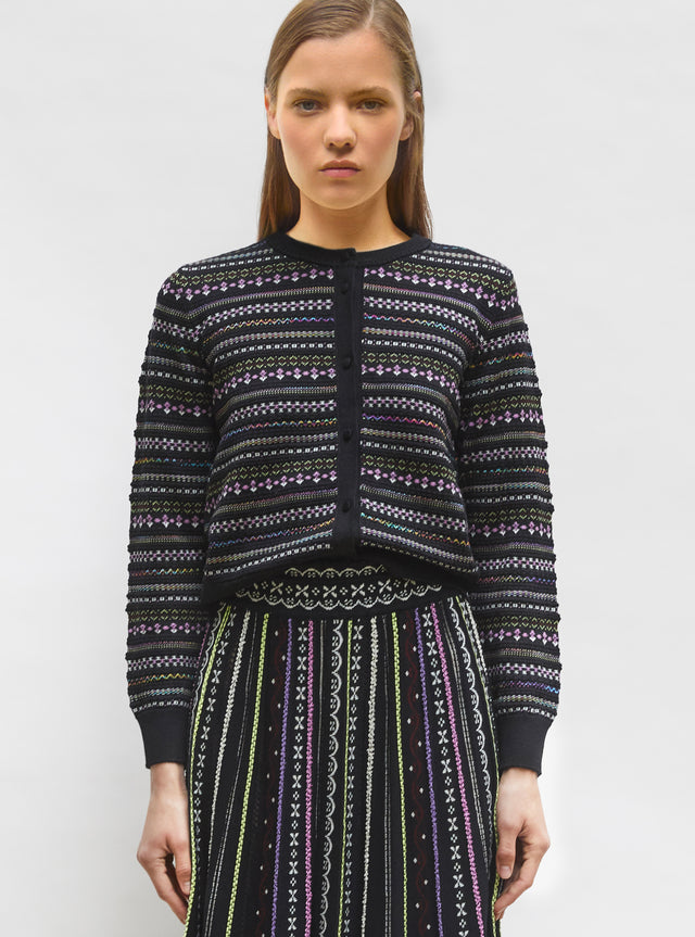 Cardigan motifs mini jacquard - Image principale