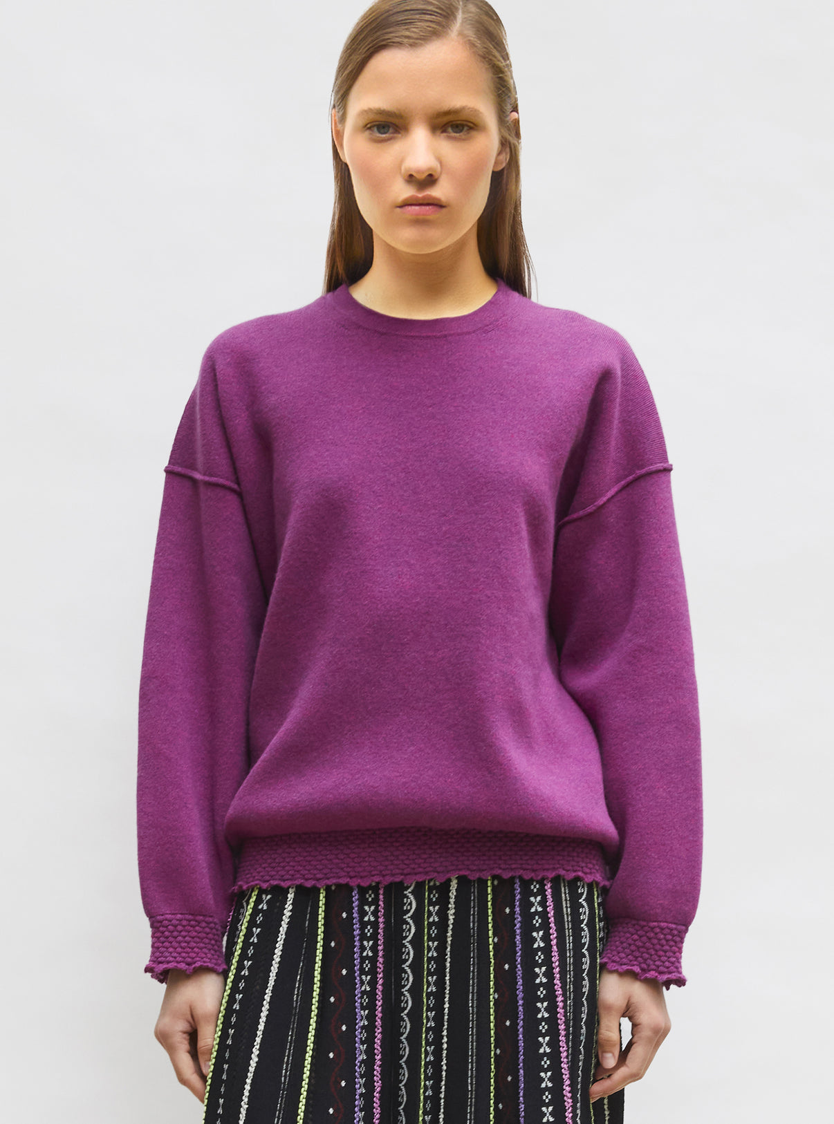 Sweat de luxe femme - Sweat loose finitions smockées fruits rouges