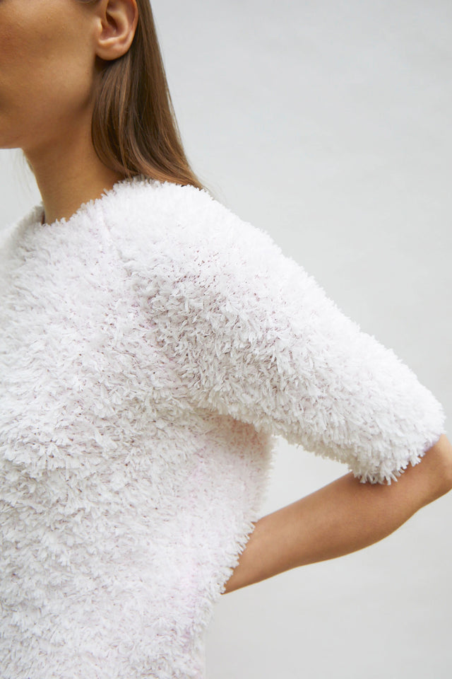dotted swiss top with elbow-length sleeves - Image principale