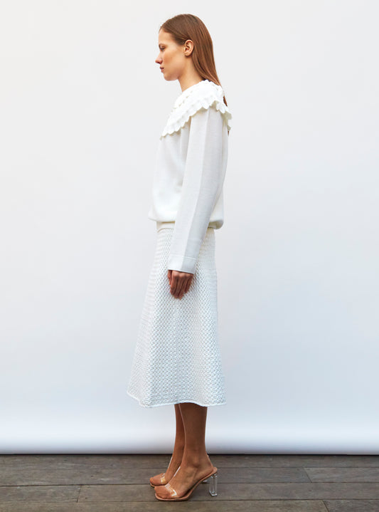 knit blouse with maxi collar