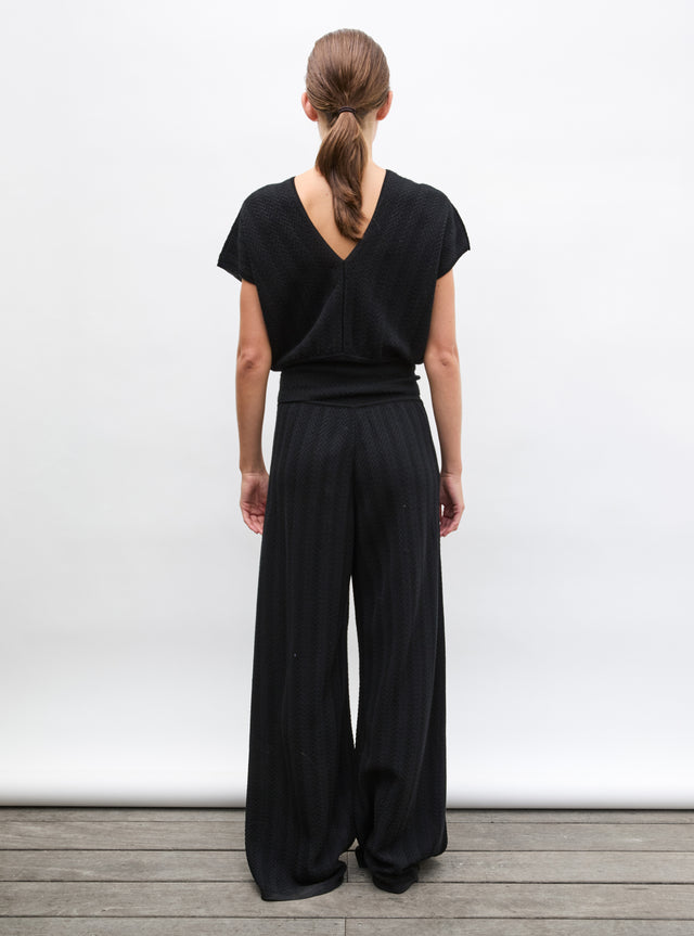 Fluid pant in herringbone knit - Image principale