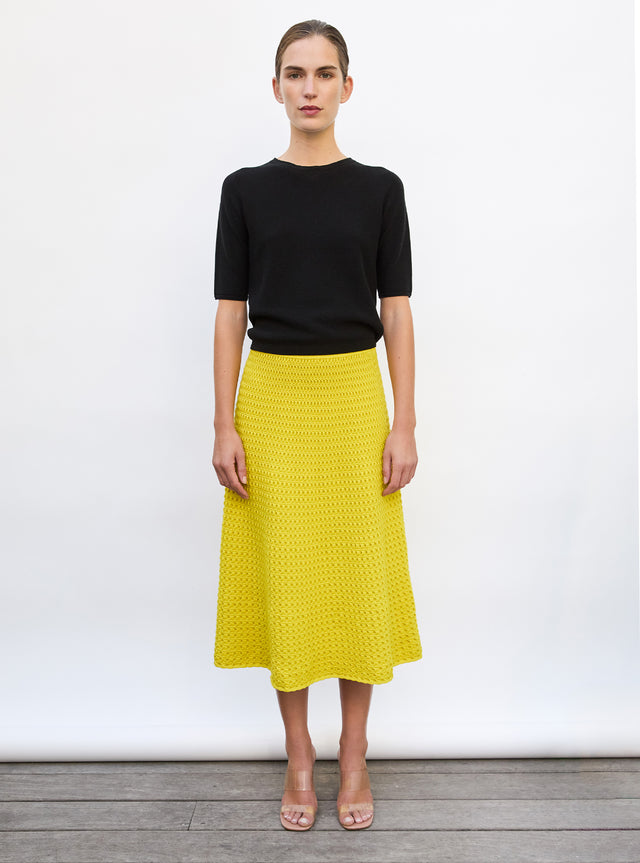 Smocked knit mid-length skirt - Image principale