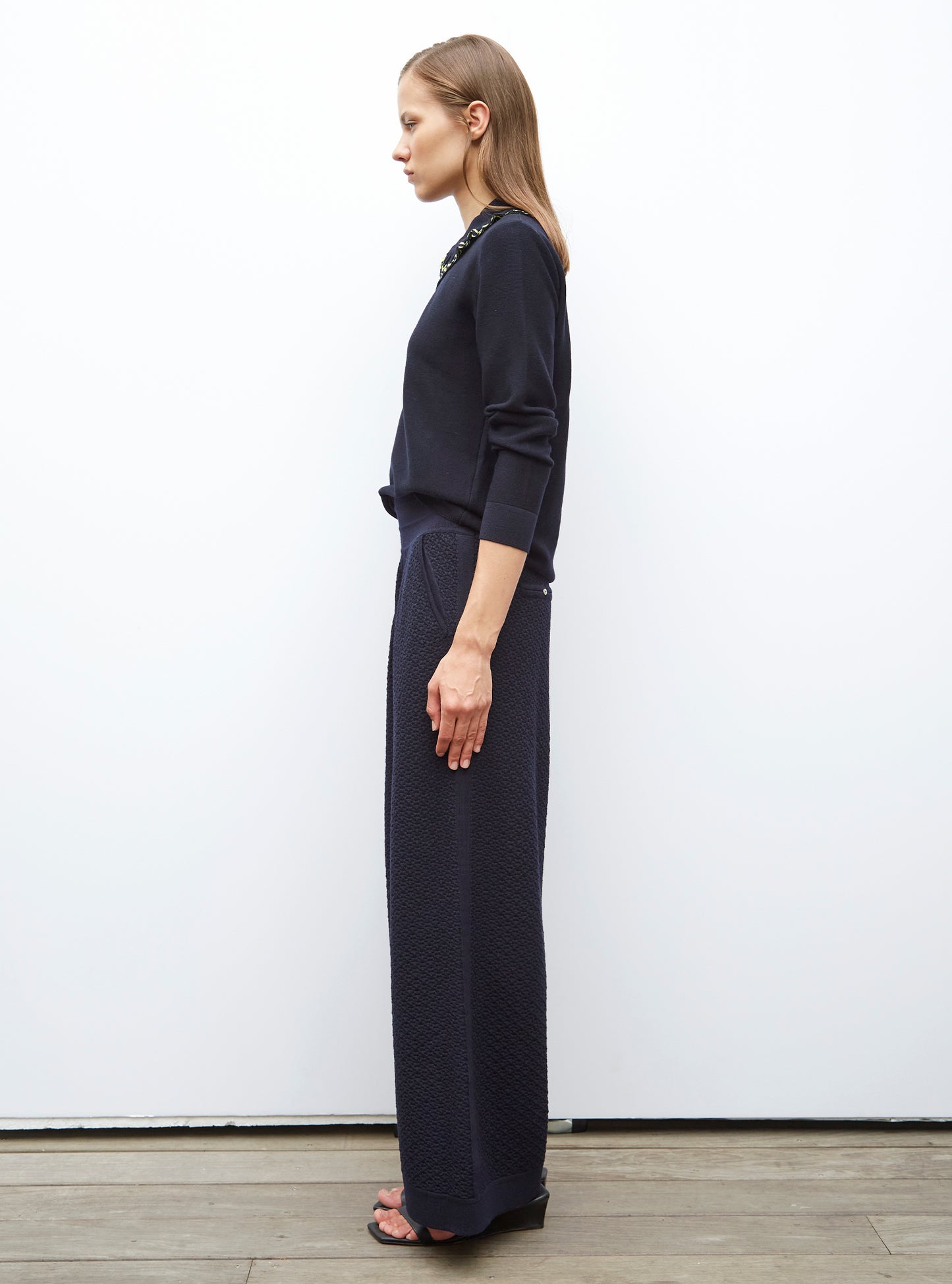 Pantalon couture en maille damier - Vêtement de luxe femme