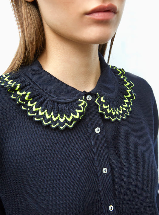 Chemise en maille à col volanté Molli