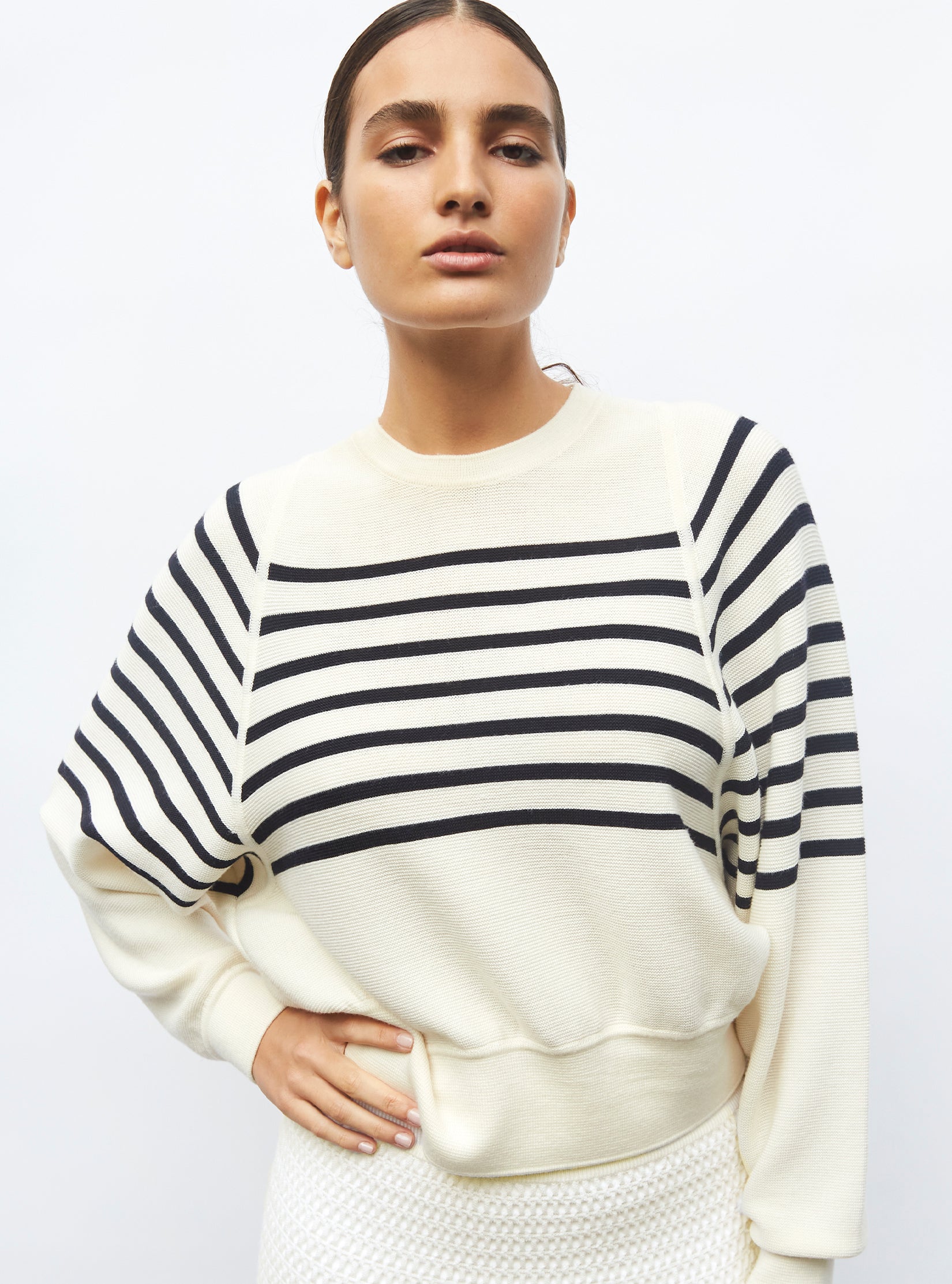 Molli Striped top with wide armholes natural night Molli