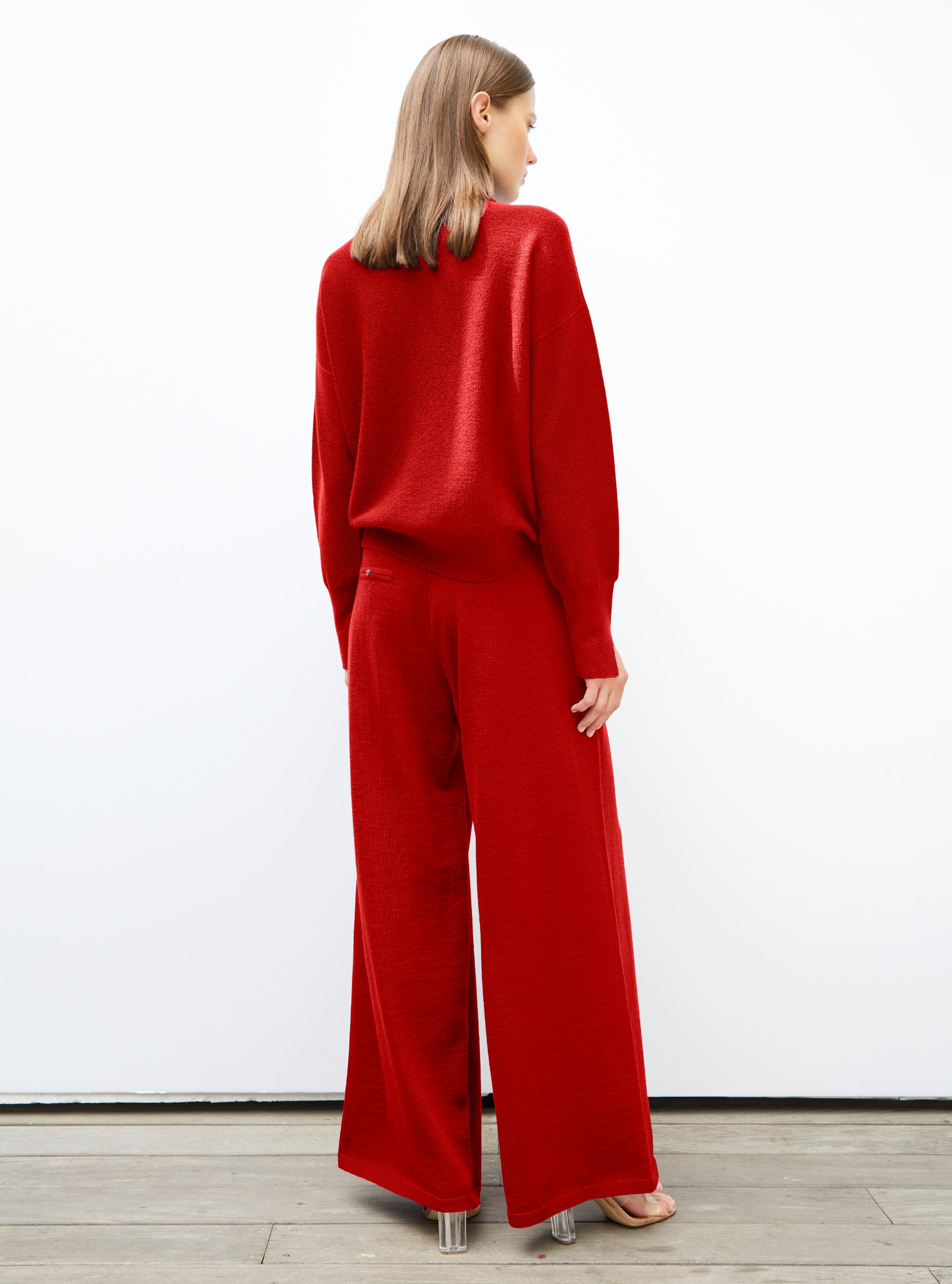 molli fluid knit pants red lacquer