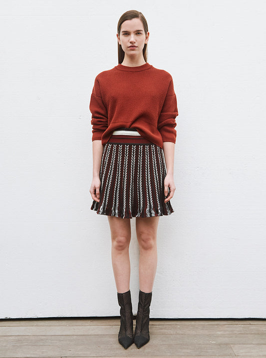 molli short sweater in wavy knit