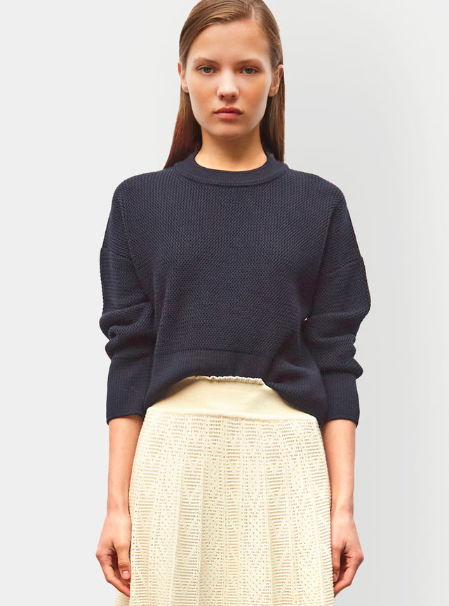 short sweater in wavy knit - Image principale