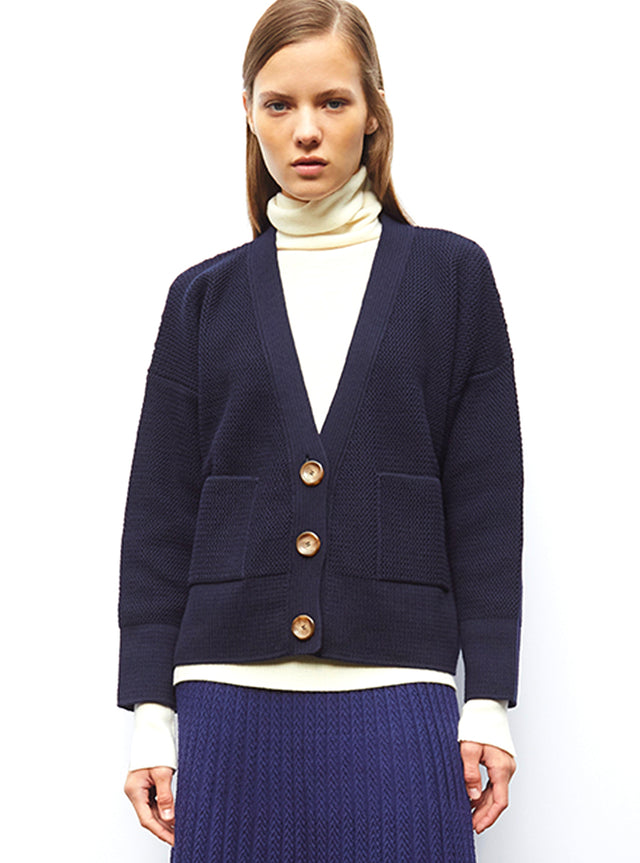 large wavy knit cardigan - Image principale