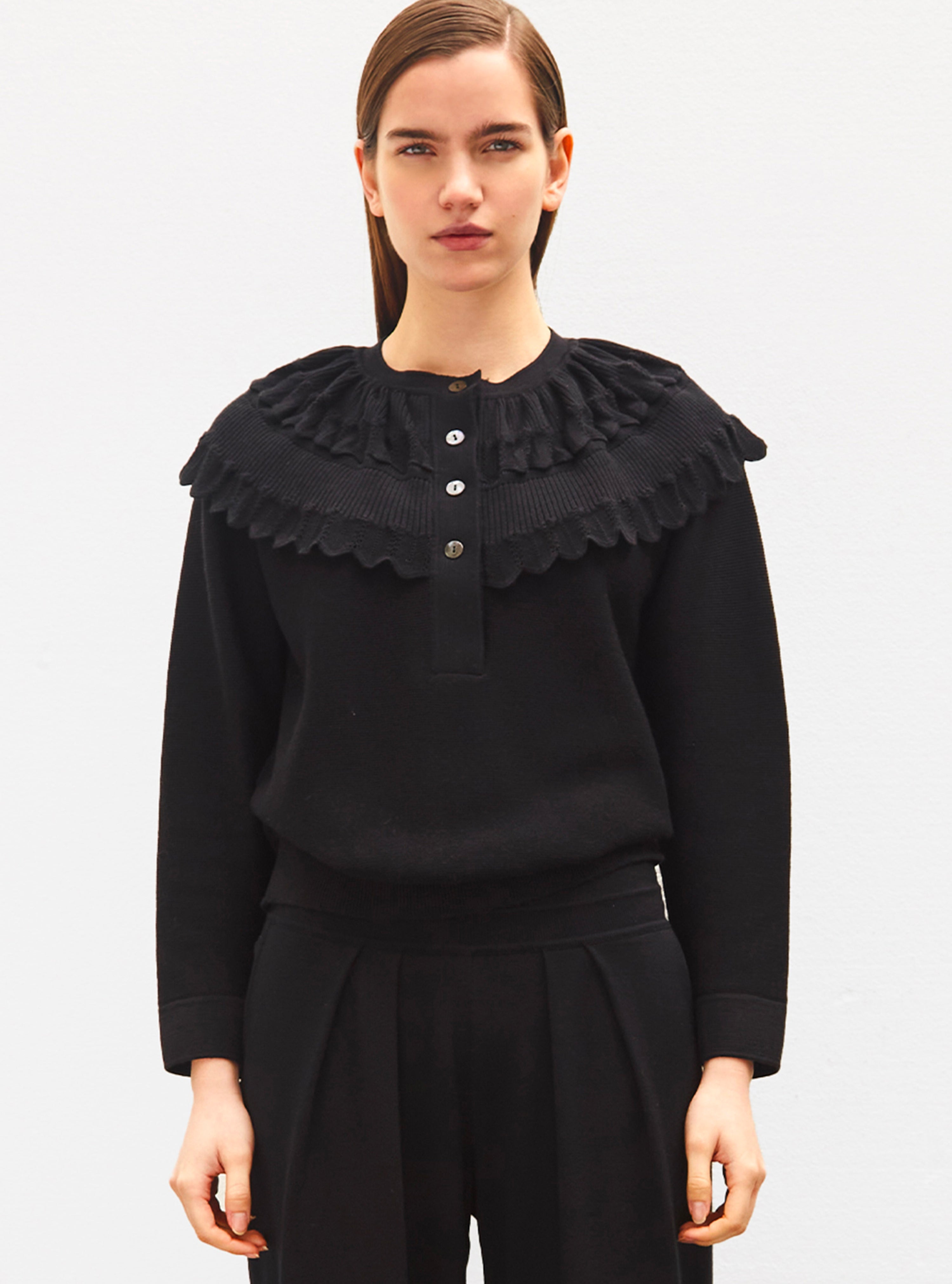 Blouse en maille à maxi col - Vêtement en maille de luxe Molli