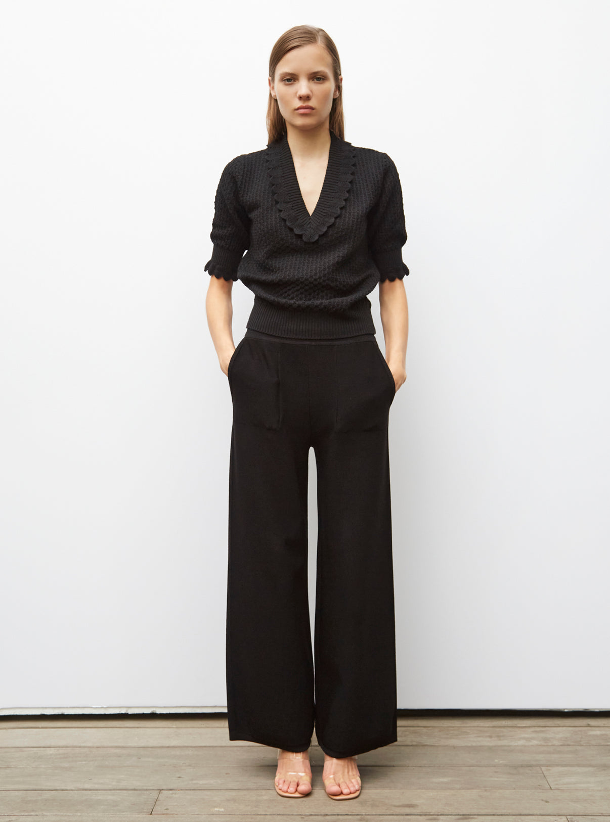 Pantalon soyeux à taille haute - Vêtement en maille de luxe Molli