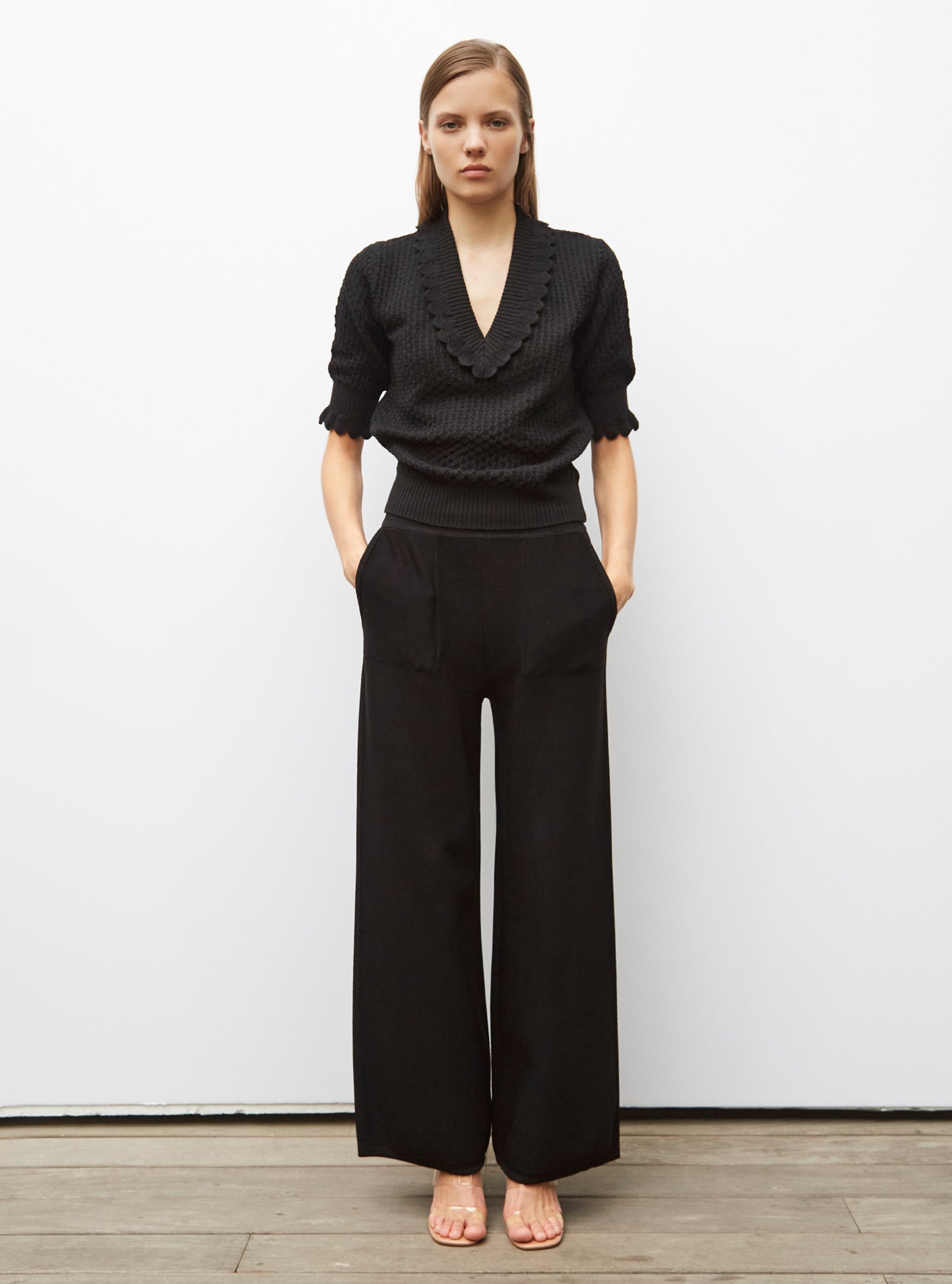 Pantalon soyeux à taille haute - Vêtement en maille de luxe Molli