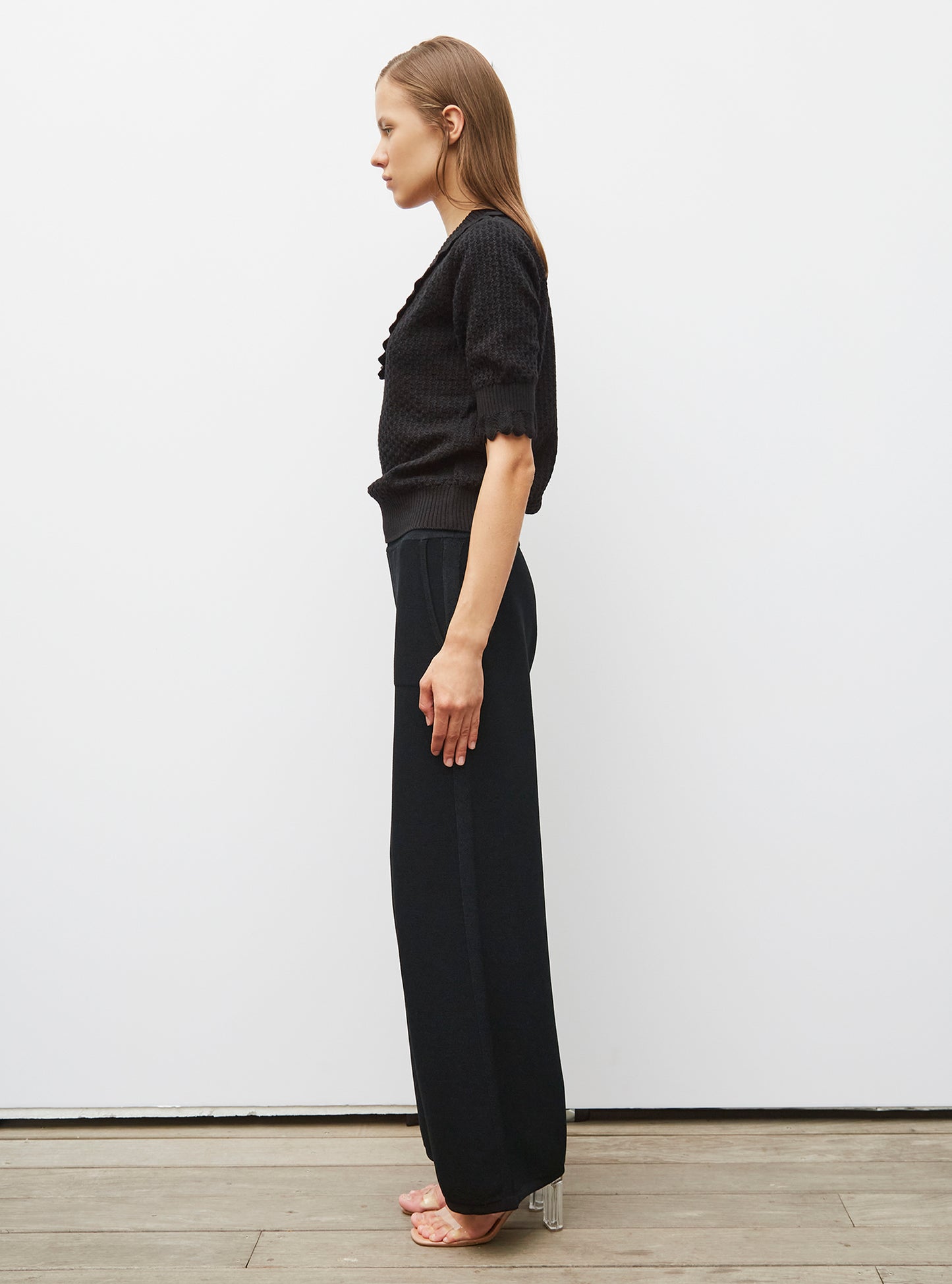 pantalon taille haute maille