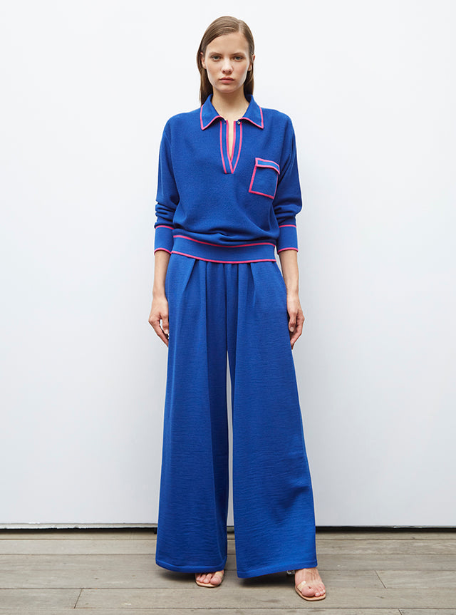 knit shirt with band-edged collar - Image principale