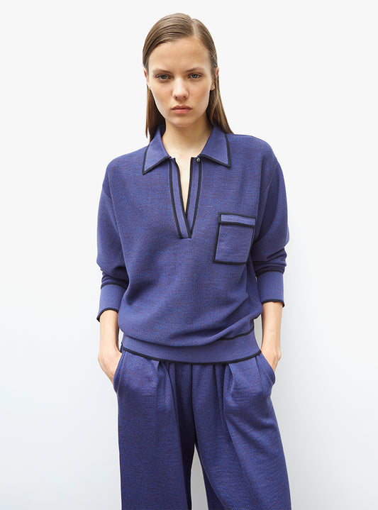 molli knit shirt with band-edged collar