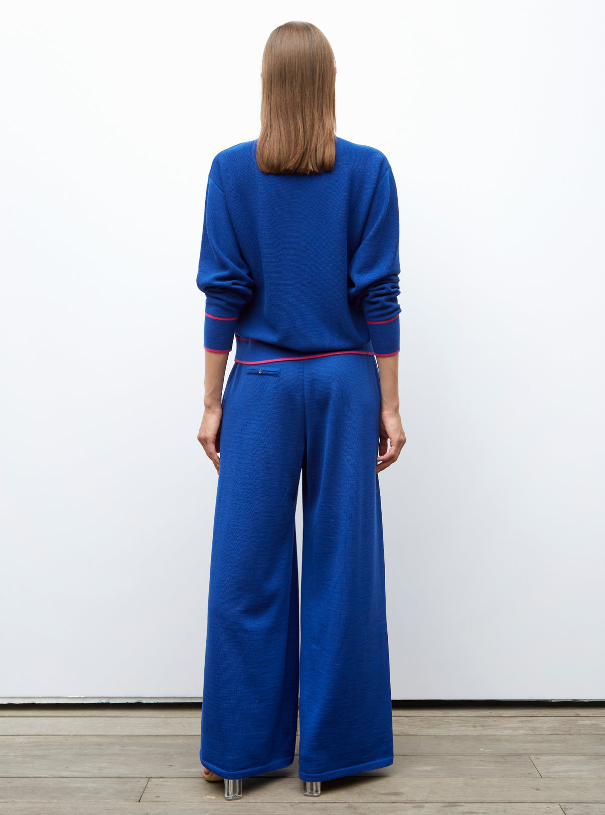 Pantalon Bleu Roi Pantalon Fluide Maille Fine Jersey Bleu Roi Molli