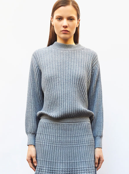 thin cable knit sweater Grey blue | Molli