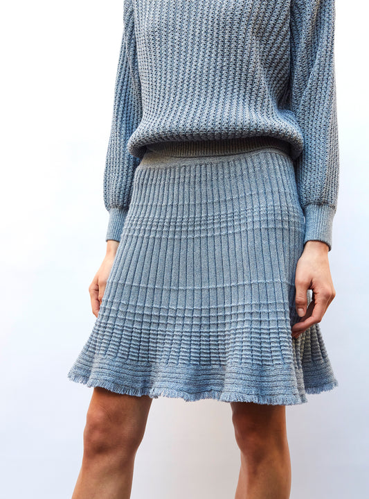 short knit skirt with fringe