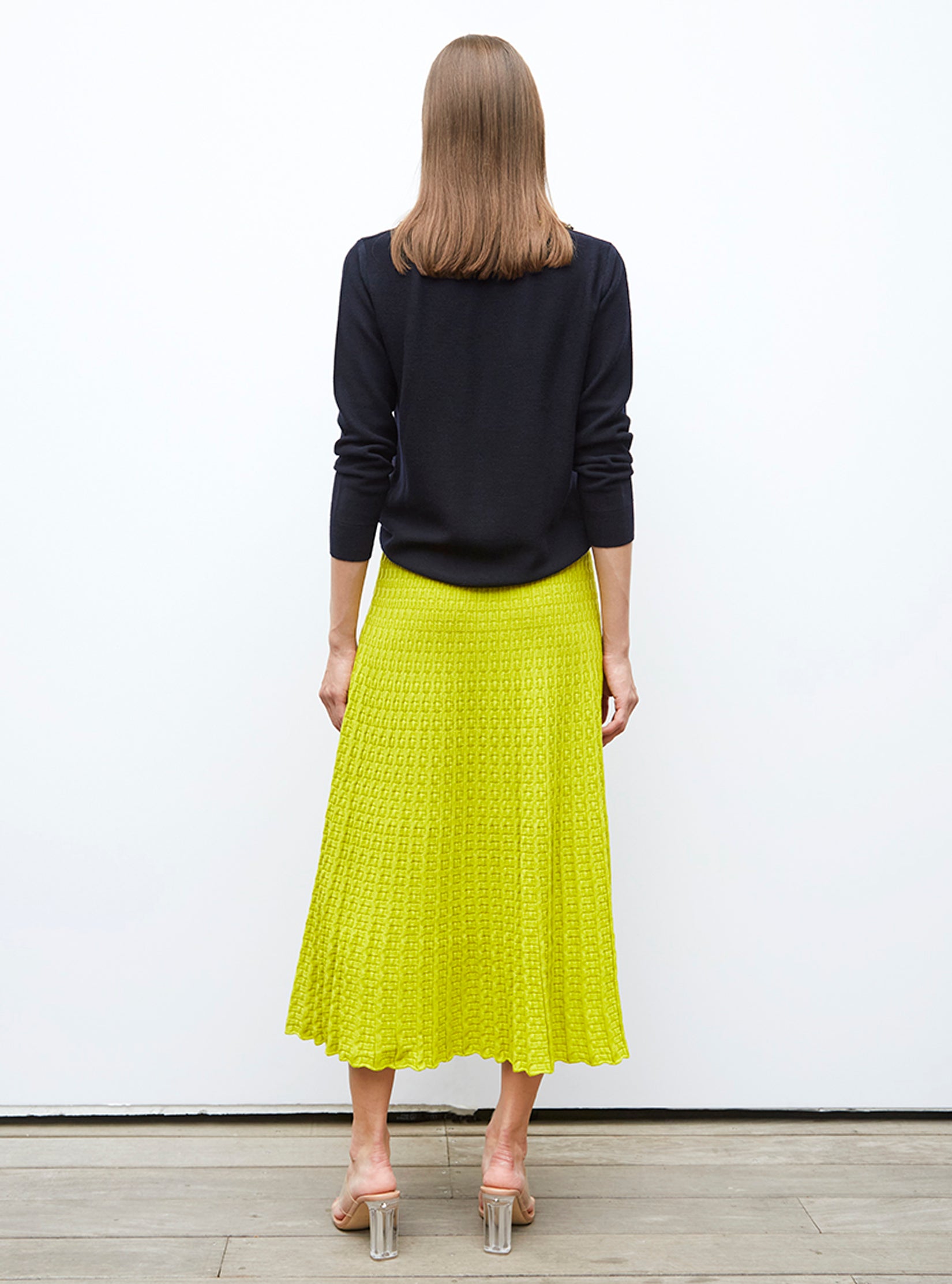 Jupe fluide en maille cannage - Vêtement de luxe femme