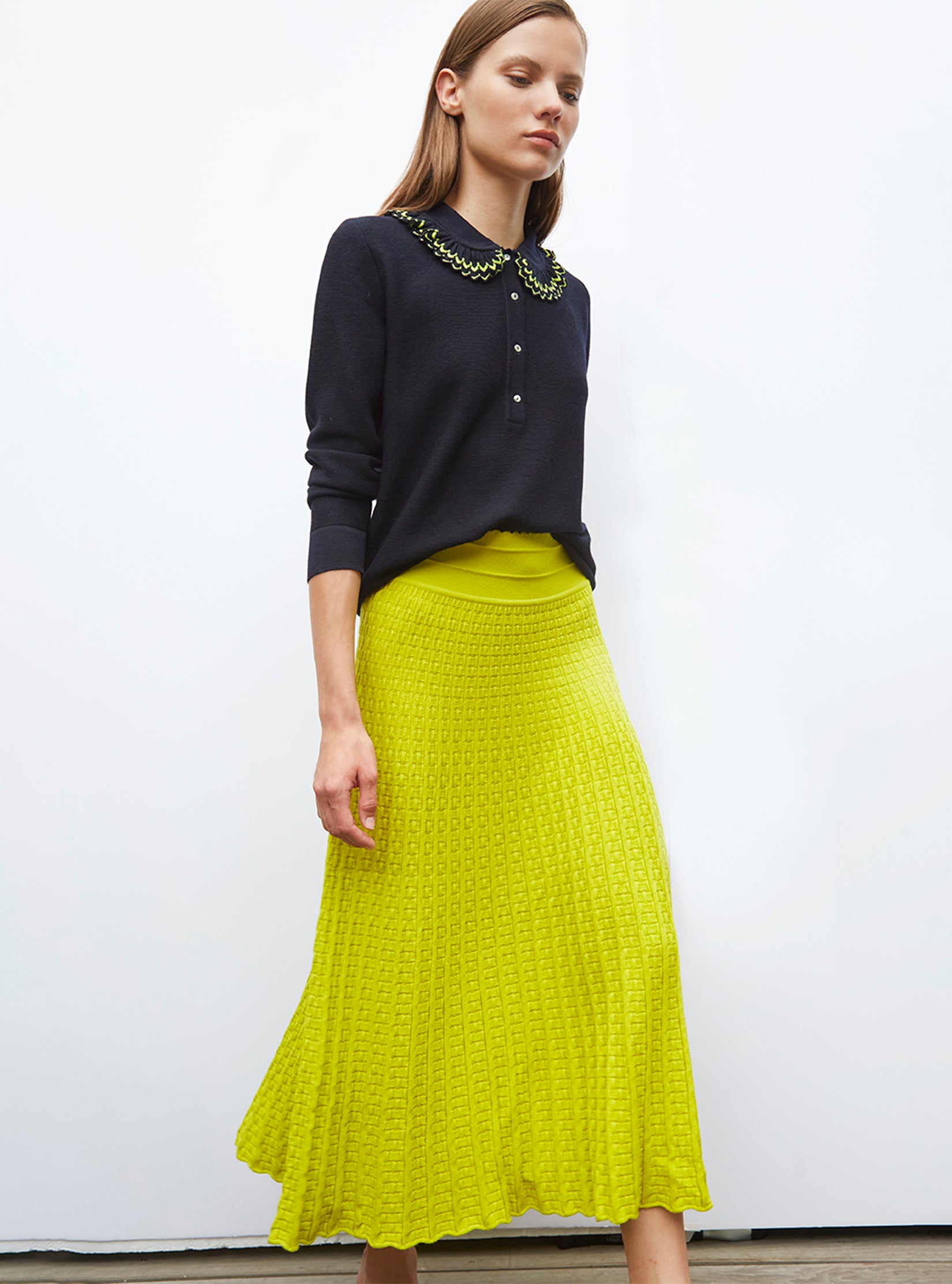 Jupes de luxe femme - Jupe fluide en maille cannage